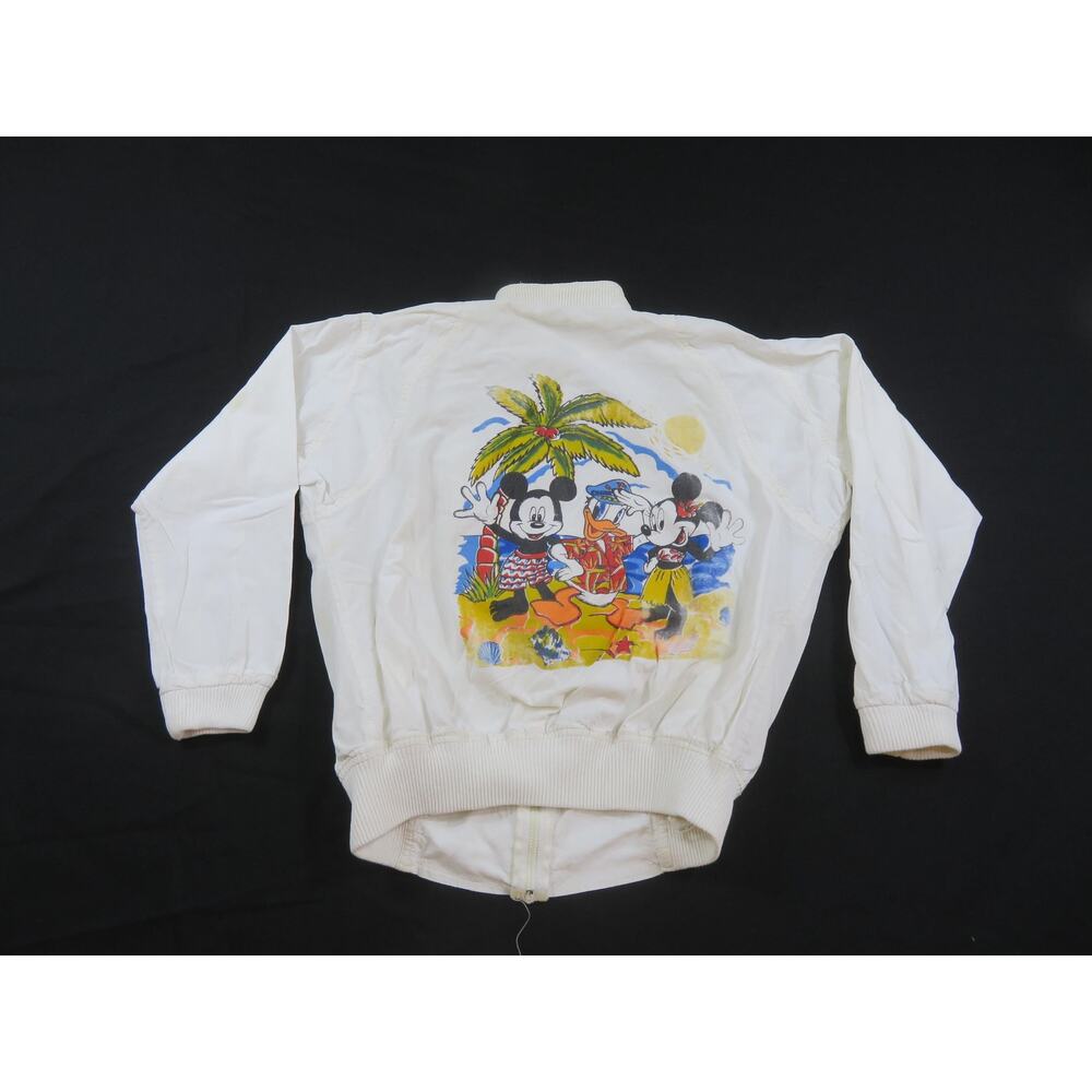 Mickey Minnie Mouse Donald Duck Jacket, Baja Mexican Style, White Sz M 1980s